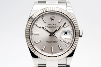 Rolex 勞力士 Datejust 126334 日誌型18K白金外圈 銀色面盤夜光時標大版型錶帶 2020.09保單 41mm