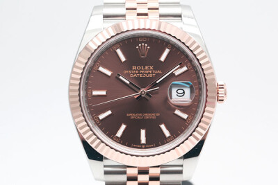 Rolex 勞力士 Datejust 126331 日誌型玫瑰金半金款五珠錶帶 巧克力色夜光時標 2025.05品像如新 41mm