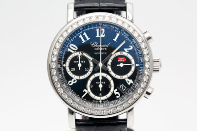 Chopard 蕭邦 MILLE MIGLIA系列 16/8331 鋼製精鑲鑽石外圈 計時累計功能 盒單齊全 38mm