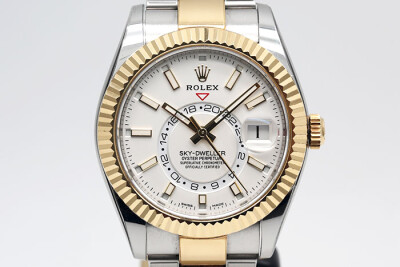 Rolex 勞力士 SKY-Dweller 326933 天行者18K半金款 白色面盤年曆第二地時間顯示 2021.10保單 42mm