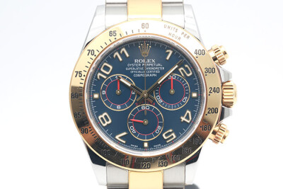 Rolex 勞力士 Daytona 116523 18K黃金及鋼 藍色阿拉伯數字賽車面盤 計時累計功能 2015盒單齊全 40mm