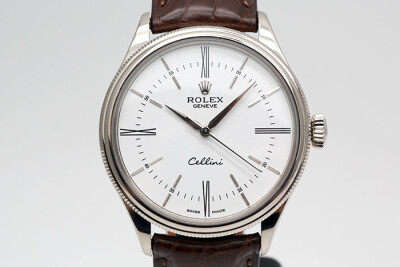 Rolex 勞力士 Cellini 50509 18K白金製紳士正裝錶款 白色面盤 3132機芯 2015.05台灣保單 39mm