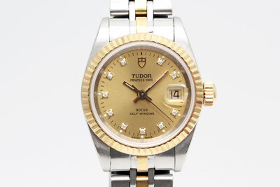 Tudor 帝舵 Princess系列 92413 18K半金款金色面盤鑽石時標 自動上鍊 25mm