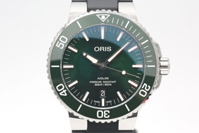 Oris 豪利時 Aquis 0173377304157 時間之海潛水錶 綠色陶瓷外圈綠色面盤 盒單齊全 43.5mm