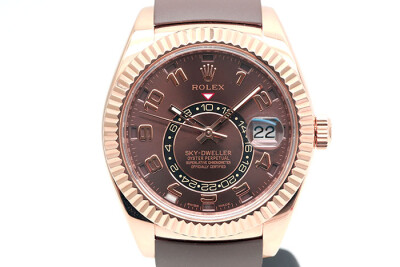 Rolex 勞力士 SKY-Dweller 326135 18k玫瑰金天行者年曆第二地時區顯示 巧克力色面盤 盒單齊全 42mm