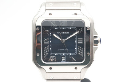 Cartier 卡地亞 Santos系列 WSSA0030 鋼製藍色羅馬字面盤 鍊帶及皮帶快拆設計 2023.12盒單齊全 39.8mm