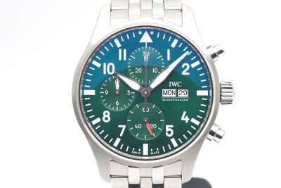 IWC 萬國錶 飛行員系列 IW378006 綠面款69385新機芯計時累計功能日期星期顯示 2023.08品像良好 43mm