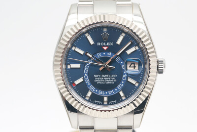 Rolex 勞力士 SKY-Dweller 326934 鋼製白金圈天行者年曆第二地時區顯示 藍色面盤 盒單齊全 42mm