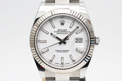 Rolex 勞力士 Datejust 126334 日誌型18K白金外圈 白色面盤夜光時標大版型錶帶 2018.10保單 41mm