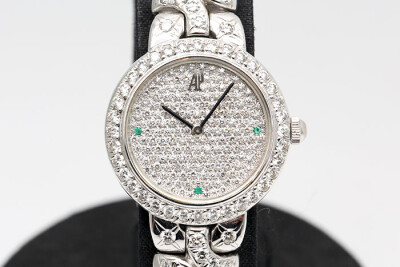 Audemars Piguet 愛佊 18k白金原鑲鑽石面盤及錶殼 女用珠寶錶 盒單齊全 23mm
