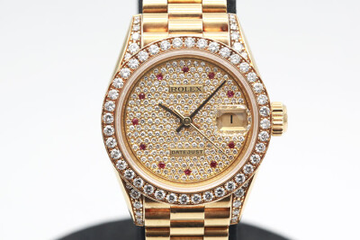 Rolex 勞力士 Datejust 69158 日誌型 18k黃金原鑲鑽石 滿天星鑽石面盤紅寶石標 品像良好盒單齊全 26mm
