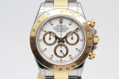 Rolex 勞力士 Daytona 116523 18K黃金及鋼 白色面盤計時累計功能 盒單齊全 40mm