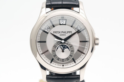 Patek Philippe 百達翡麗 複雜功能系列 5205G 18K白金 精簡年曆及月像顯示 台灣保單盒單齊全 40mm