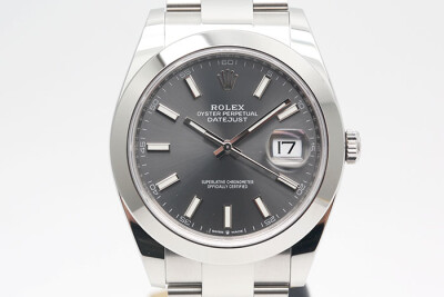 Rolex 勞力士 Datejust 126300 日誌型平圈款 灰色面盤夜光時標大版型錶帶 2021.03盒單齊全 41mm