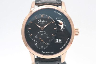 Glashutte 格拉蘇蒂 PanoMaticLunar系列 1-90-02-49-35-61 18K玫瑰金黑色偏心顯示 自動上鍊 盒單齊全 40mm