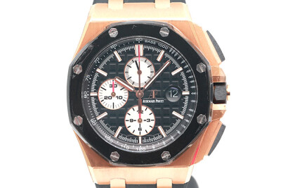 Audemars Piguet 愛佊 皇家橡樹離岸型 26401RO 18k玫瑰金陶瓷外圈計時累計功能 2016台灣保單 44mm