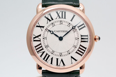 Cartier 卡地亞  Rounde Louis W6801004 18K玫瑰金 銀色刻紋羅馬字時標 手動上鍊 盒單齊全 42mm